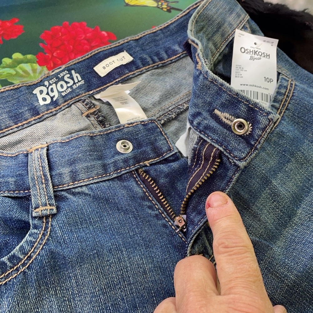 NWT Oshkosh B’gosh Boot Cut E-Z Adjust Waist Denim Blue Jeans Girls 10P Size 10